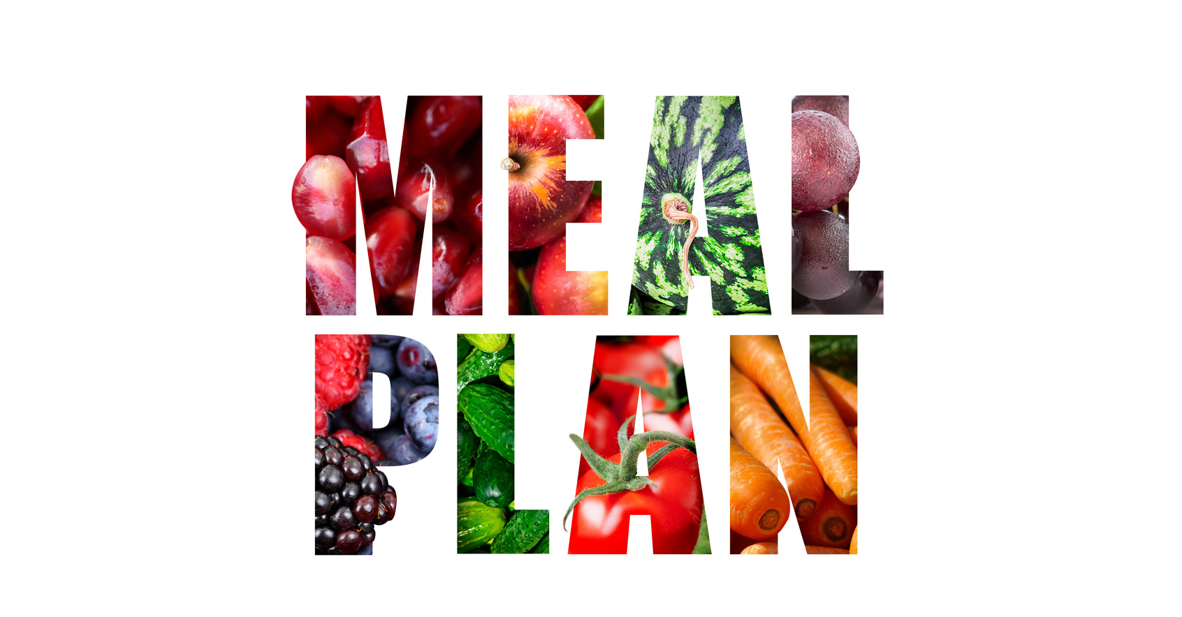 "meal plan" written with fruits.