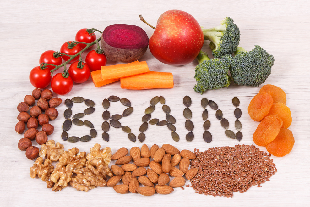 Healthy nutritious eating as source natural vitamin and minerals, food for brain health concept